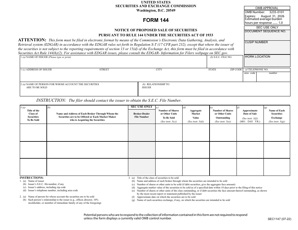 form-144-sec-form-1147-download-printable-pdf-or-fill-online-notice