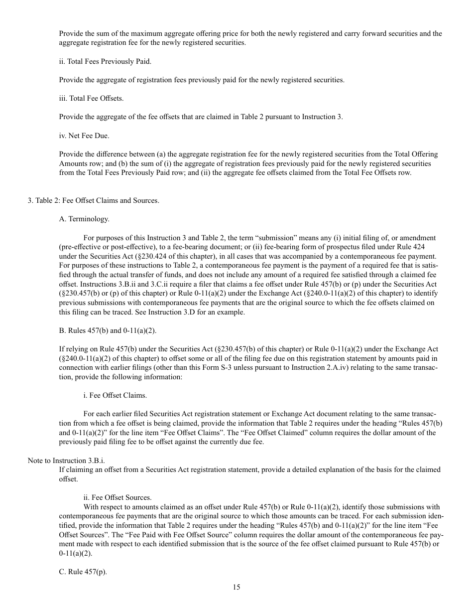 Form S-3 (SEC Form 1379) Registration Statement Under the Securities Act of 1933, Page 15