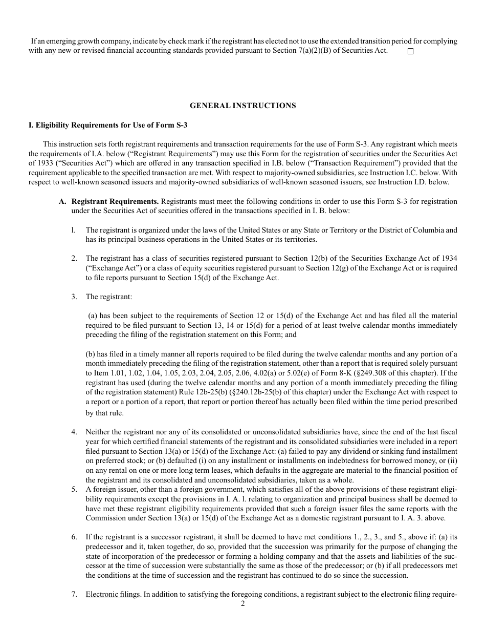 Form S-3 (SEC Form 1379) Registration Statement Under the Securities Act of 1933, Page 2