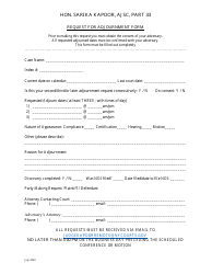 Document preview: Request for Adjournment Form - Hon. Sarika Kapoor, Ajsc, Part 33 - Nassau County, New York