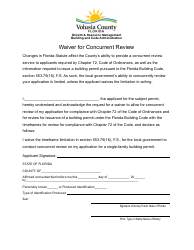 Document preview: Waiver for Concurrent Review - Volusia County, Florida
