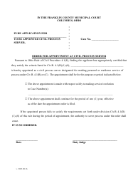 Document preview: Order for Appointment as Civil Process Server - Franklin County, Ohio