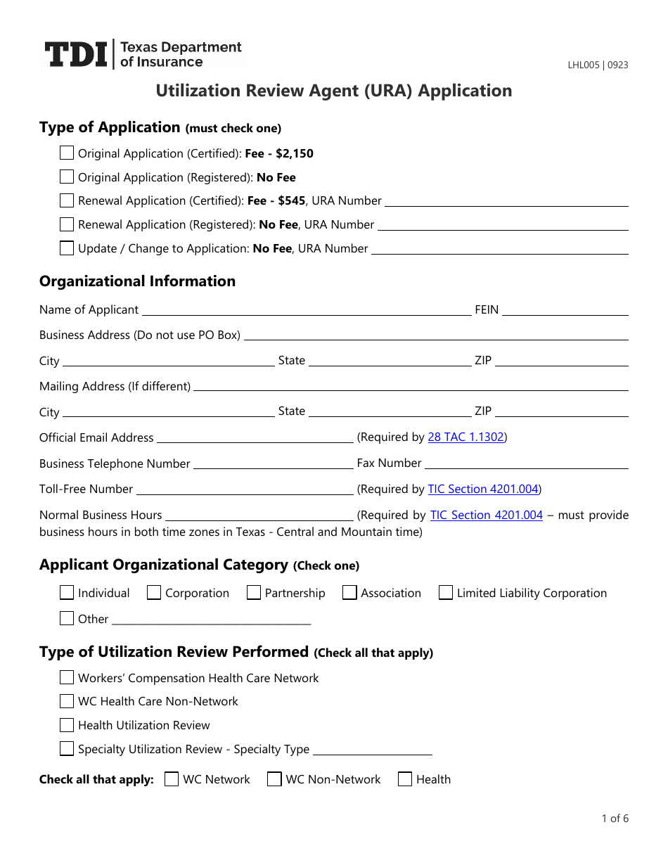 Led Utilization Form Form LHL005 - Fill Out, Sign Online and Download Fillable PDF, Texas ...