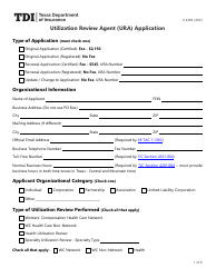 Form LHL005 Utilization Review Agent (Ura) Application - Texas