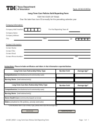Document preview: Form LHL565 Long-Term Care Policies Sold Reporting Form - Texas