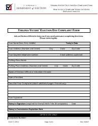 Form ELECT-15512 Virginia Voters&#039; Election Day Complaint Form - Virginia, Page 3