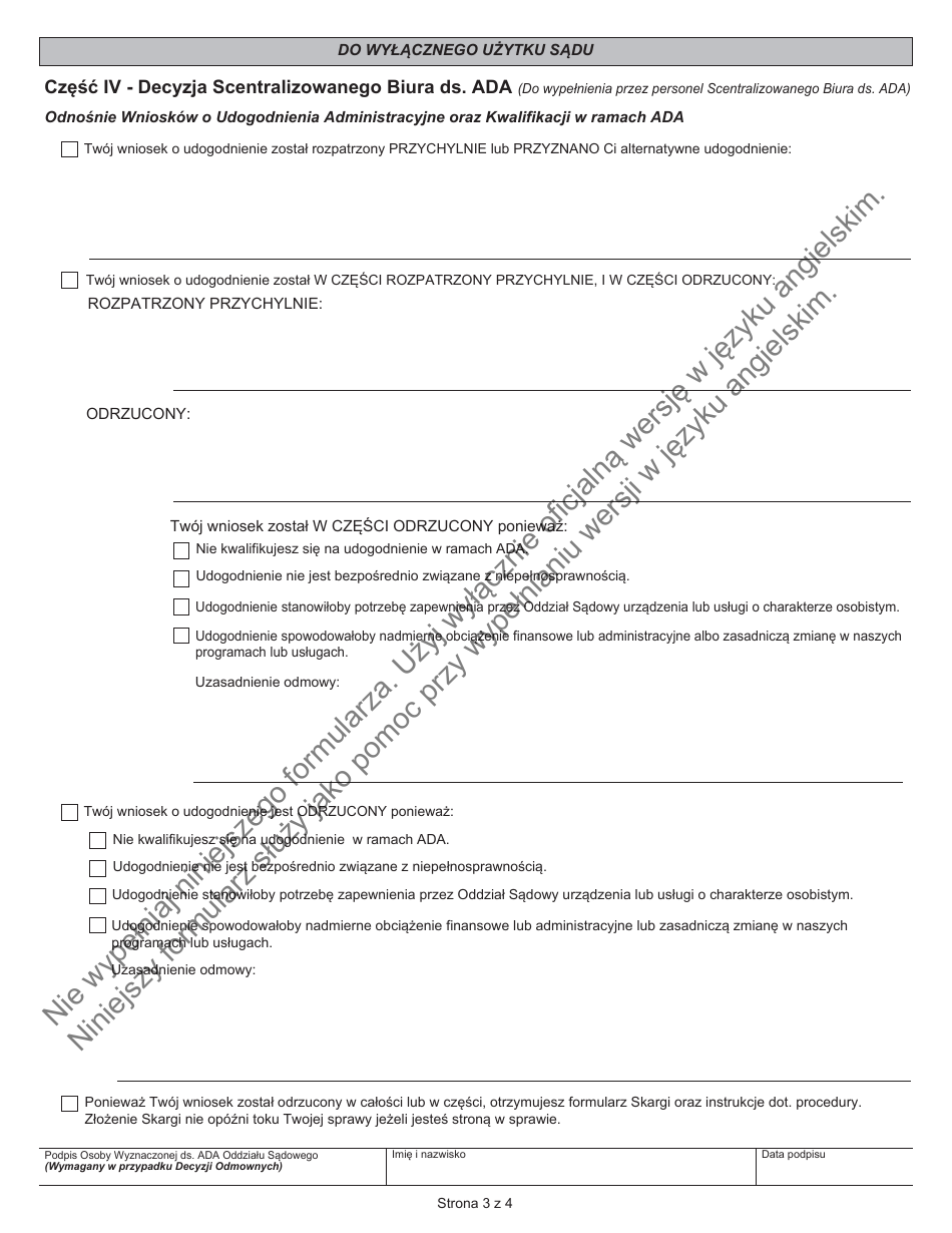 Form JD-ES-352P Ada Request for Reasonable Accommodation - Connecticut (Polish), Page 3