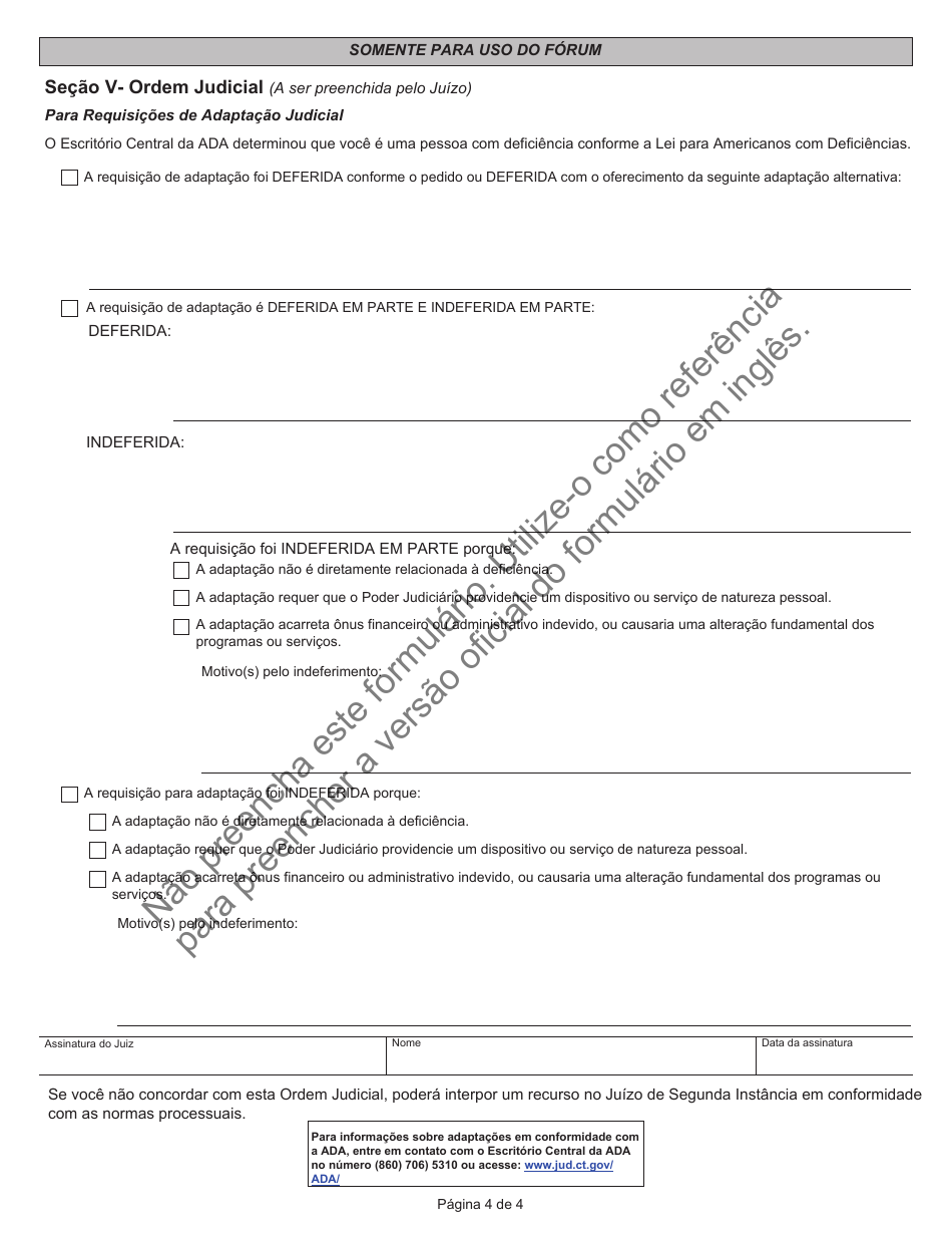 Form JD-ES-352PT Ada Request for Reasonable Accommodation - Connecticut (Portuguese), Page 4
