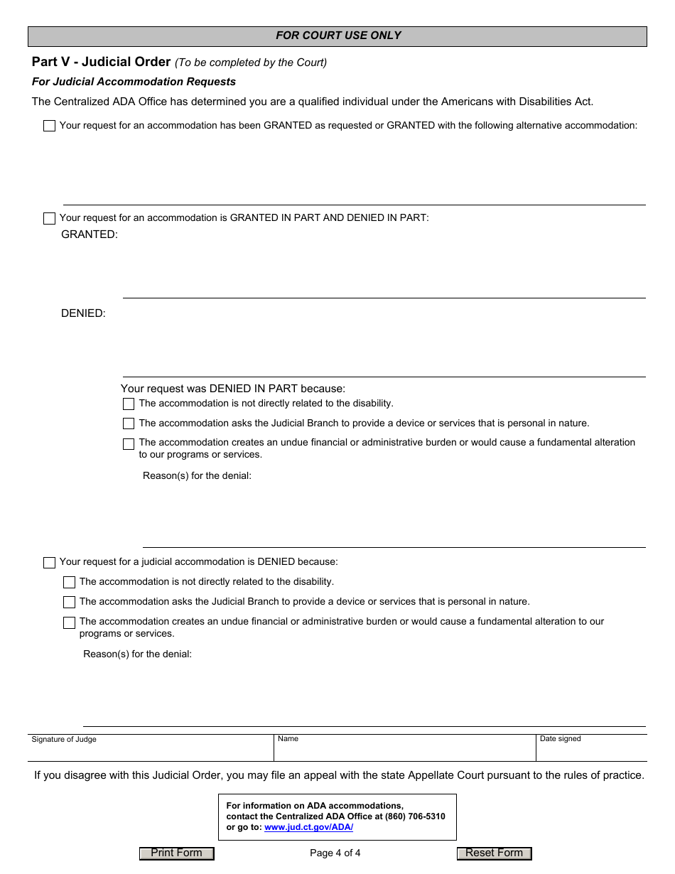 Form JD-ES-352 Ada Request for Reasonable Accommodation - Connecticut, Page 4