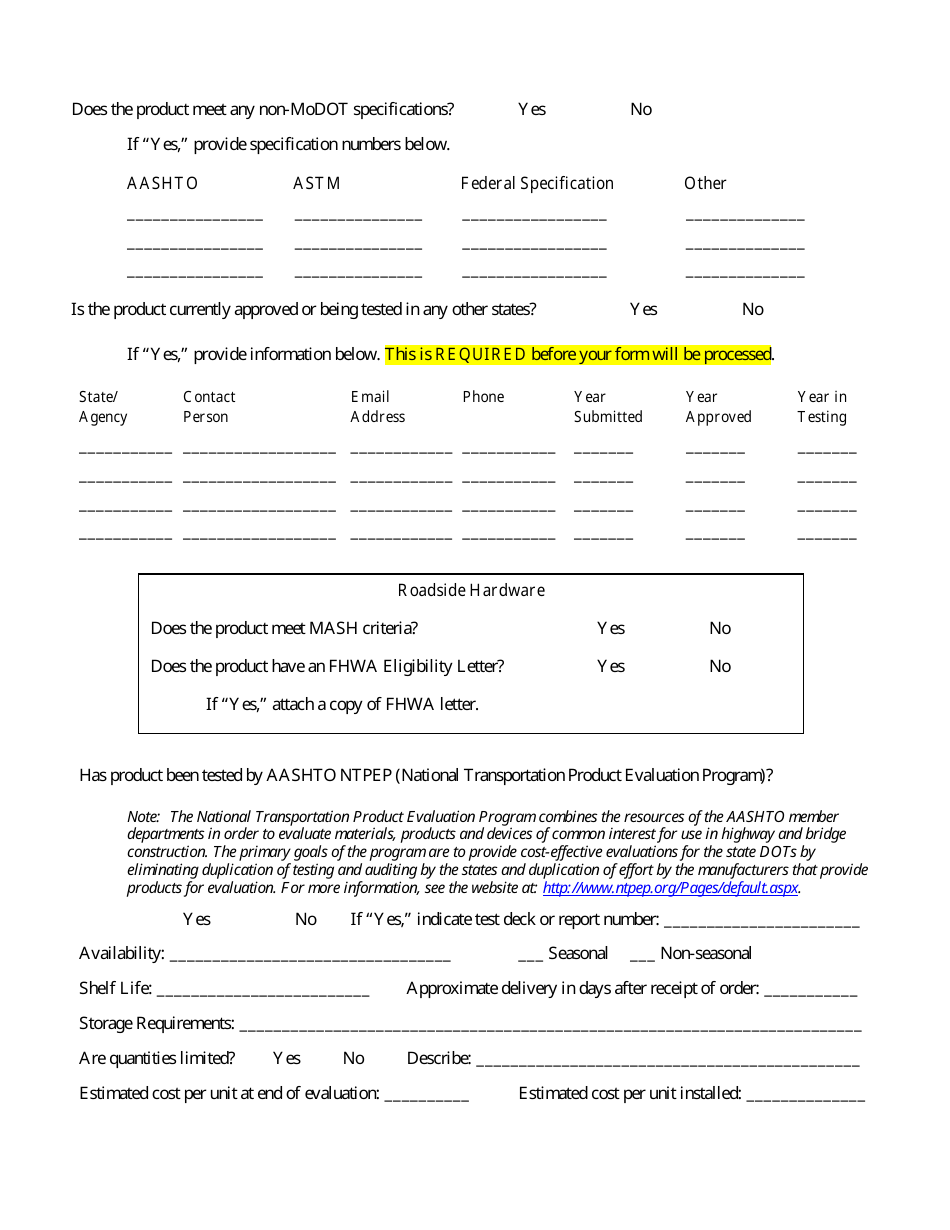 Form NPE09 New Product Evaluation Form - Missouri, Page 4