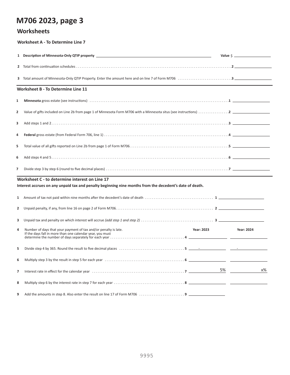 Form M706 Estate Tax Return - Minnesota, Page 3