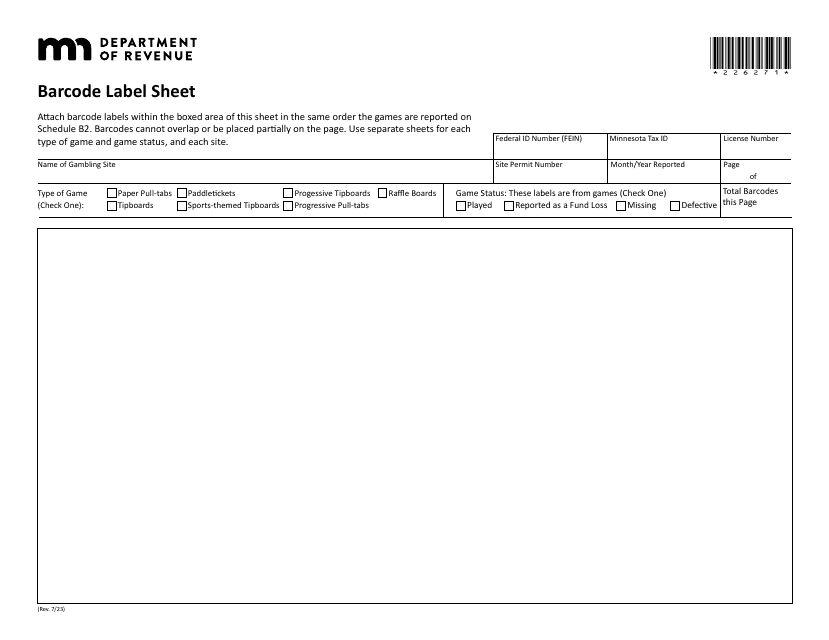 Barcode Label Sheet - Minnesota