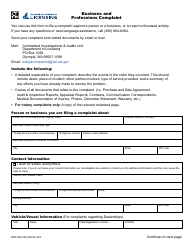 Form BPD-600-006 Business and Professions Complaint - Washington