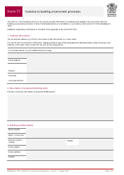 Document preview: Form 77 Variation to Building Assessment Provisions - Queensland, Australia