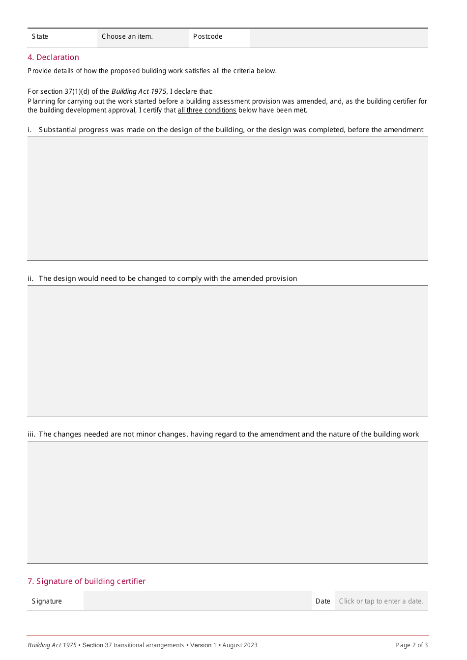 Form 77 Variation to Building Assessment Provisions - Queensland, Australia, Page 2