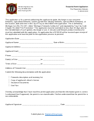 Document preview: Fireworks Permit Application - City of Troy, Michigan