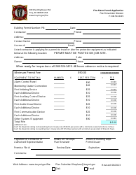 Document preview: Fire Alarm Permit Application - City of Troy, Michigan