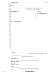 Document preview: Form JUV058 Attorney Order - County of Los Angeles, California
