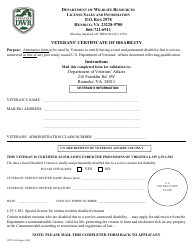 Form OUT-010 Resident Disabled Veteran Application Lifetime License - Hunting, Freshwater Fishing, and/or Trapping - Virginia, Page 3
