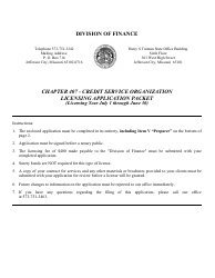 Document preview: Application for Credit Service Organization - Missouri