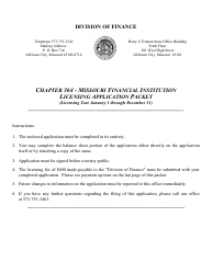 Document preview: Application for Missouri Financing Institution Licensing Act - Chapter 364 - Missouri