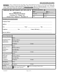 Application for Missouri Financing Institution Licensing Act - Chapter 364 - Missouri, Page 2