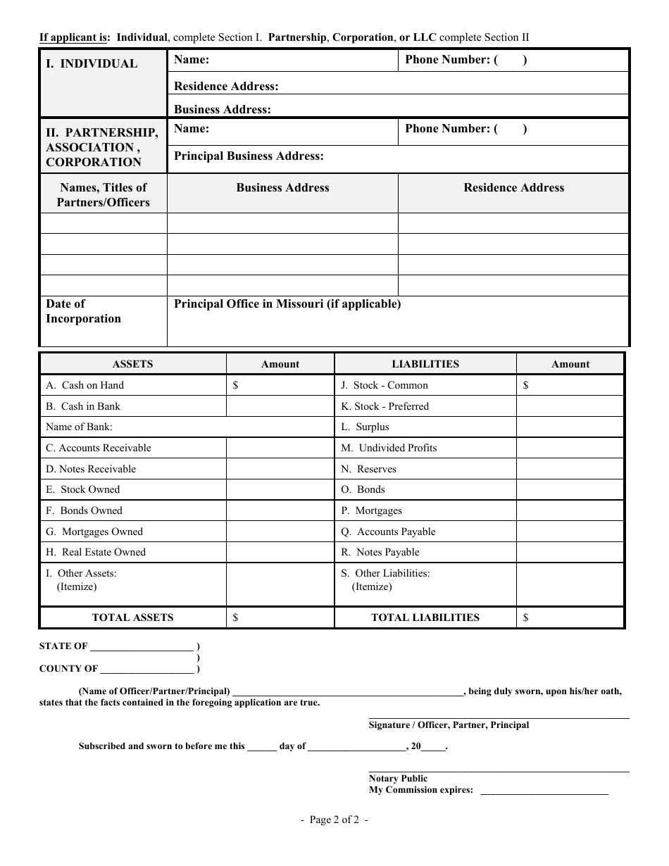 Application for Missouri Financing Institution Licensing Act - Chapter 364 - Missouri, Page 3