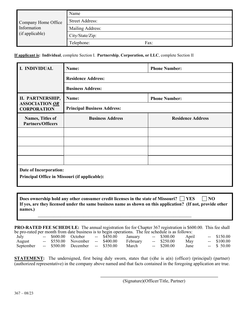 Application for Consumer Credit Loans Small Loan Certificate of Registration - Missouri, Page 3