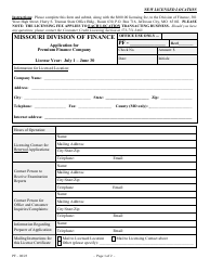 Application for Premium Finance Company - Missouri, Page 2