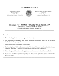 Document preview: Application for Motor Vehicle Time Sales Act - Chapter 365 - Missouri