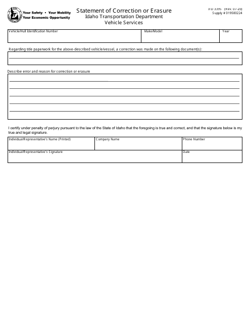 Form ITD3395  Printable Pdf