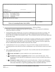 Document preview: Form SJPR-207 Waiver of Accounting (Probate Code 10954) - County of San Joaquin, California