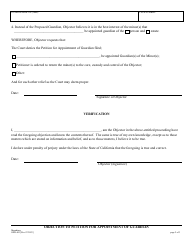Form SJPR-401 Objection to Petition for Appointment of Guardian - County of San Joaquin, California, Page 2