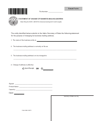 Document preview: Statement of Change of Business Mailing Address - Idaho