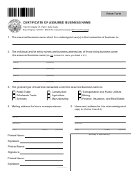 Document preview: Certificate of Assumed Business Name - Idaho