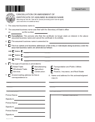 Document preview: Cancellation or Amendment of Certificate of Assumed Business Name - Idaho