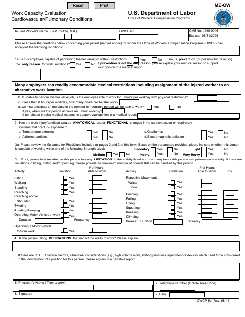 Form OWCP-5B  Printable Pdf