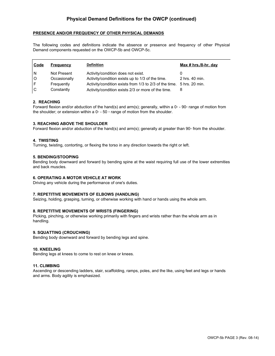Form OWCP-5B Work Capacity Evaluation Cardiovascular / Pulmonary Conditions, Page 3