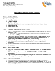 Document preview: Instructions for Form CDA7021 CalFresh Outreach Closeout - California