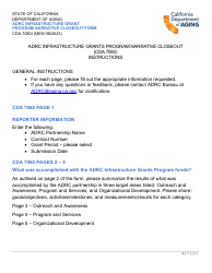 Document preview: Instructions for Form CDA7060 Narrative Closeout Form - Adrc Infrastructure Grant Program - California