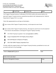Document preview: Form CDA9024 Program Property Inventory Certification - California