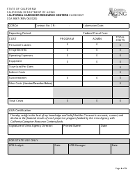 Document preview: Form CDA9067 California Caregiver Resource Centers Closeout - California