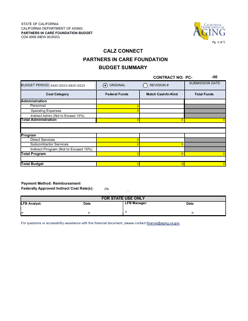 Form CDA9069  Printable Pdf