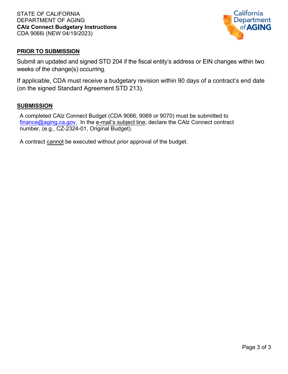 Instructions for Form CDA9066, CDA9069, CDA9070 - California, Page 3