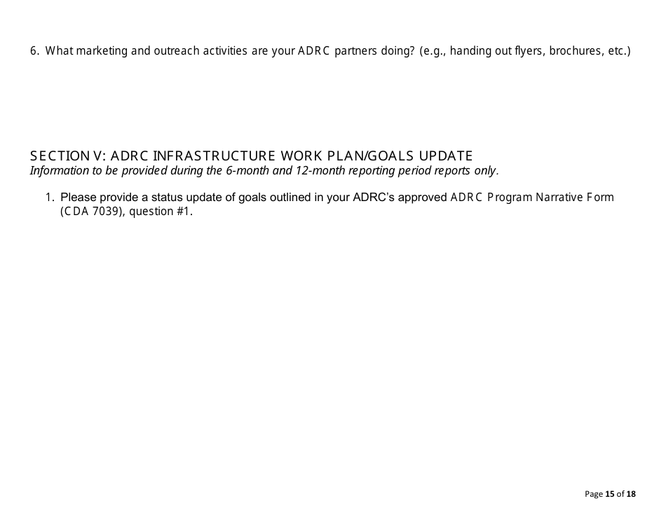 Form CDA7029 Adrc Service Data Report Form - California, Page 15