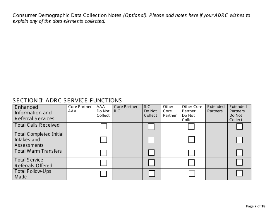 Form CDA7029 Adrc Service Data Report Form - California, Page 7