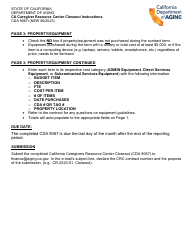 Instructions for Form CDA9067 California Caregiver Resource Center Closeout - California, Page 2