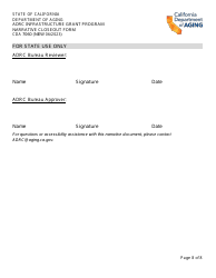 Form CDA7060 Narrative Closeout Form - Adrc Infrastructure Grant Program - California, Page 8