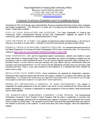 Document preview: MHD Form 1038 Consumer Disclosure Statement and Formaldehyde Notice - Texas