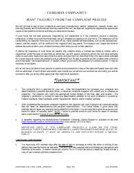 Document preview: MHD Form 1010 Consumer Complaint Form - Texas
